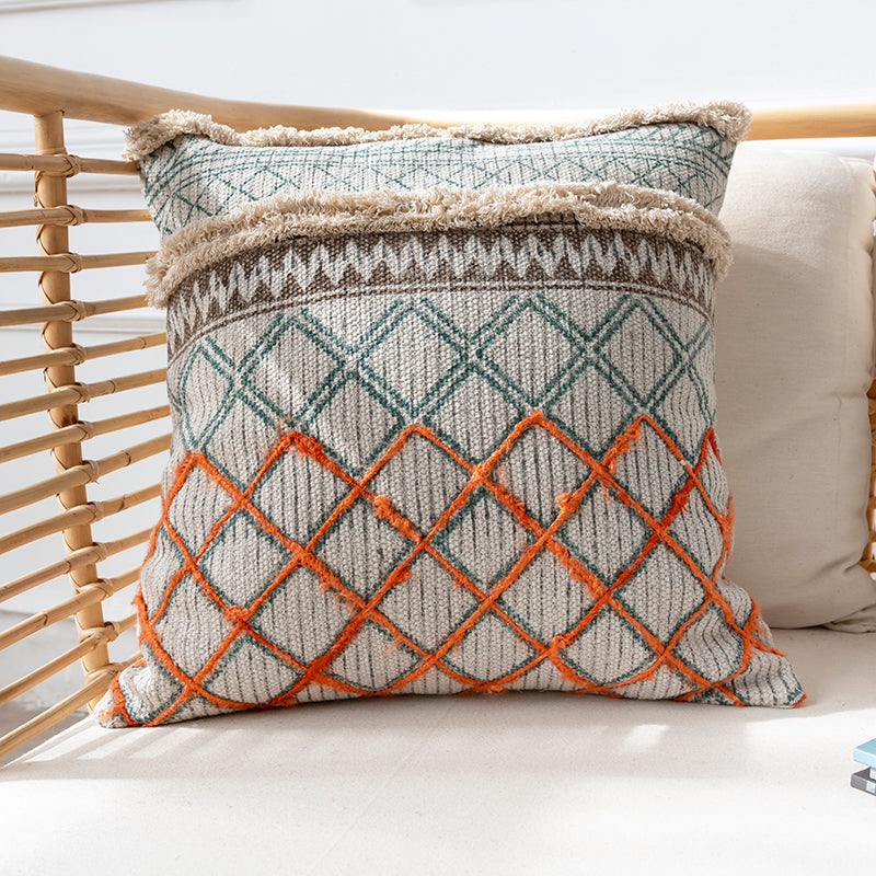 Bohemian Hand-Embroidered Throw Pillow