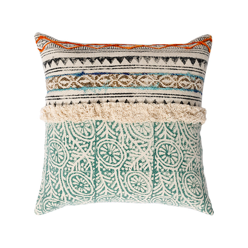 Bohemian Hand-Embroidered Throw Pillow