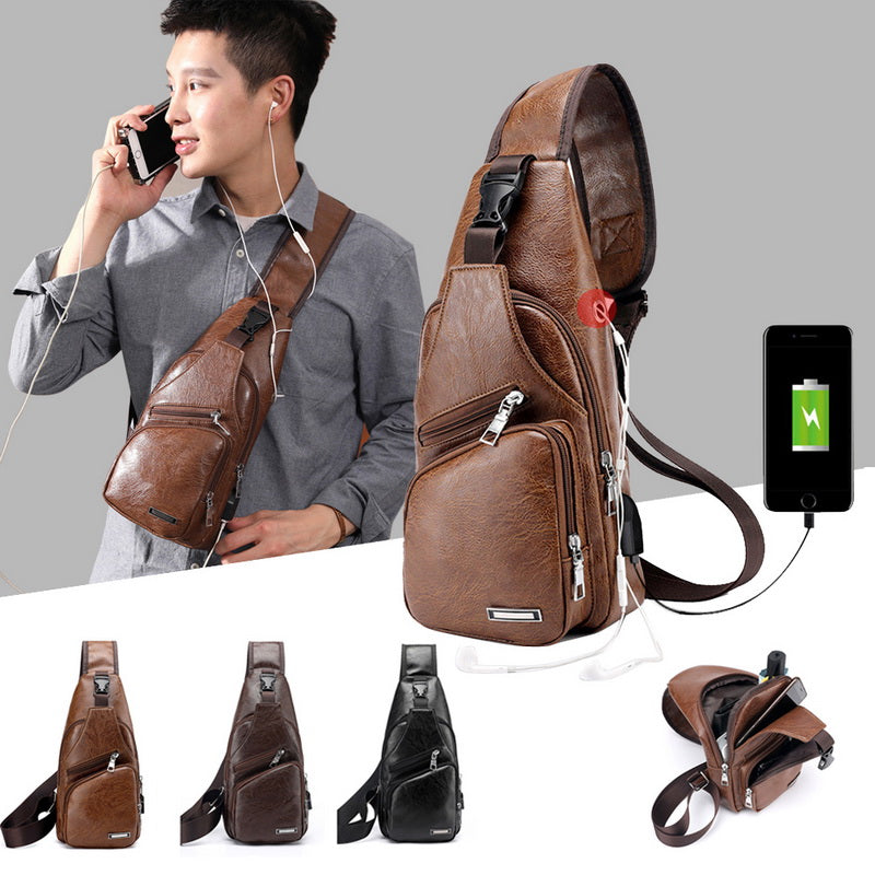 USB Charging Diagonal Chest Bag